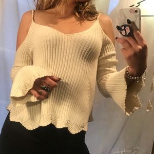 White Bell Sleeve Sweater